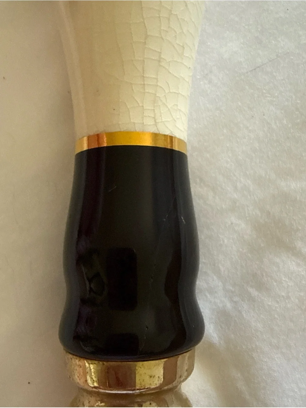 Bass Ceramic Tap Handle in Cream, Black & Red - Bass has some wear